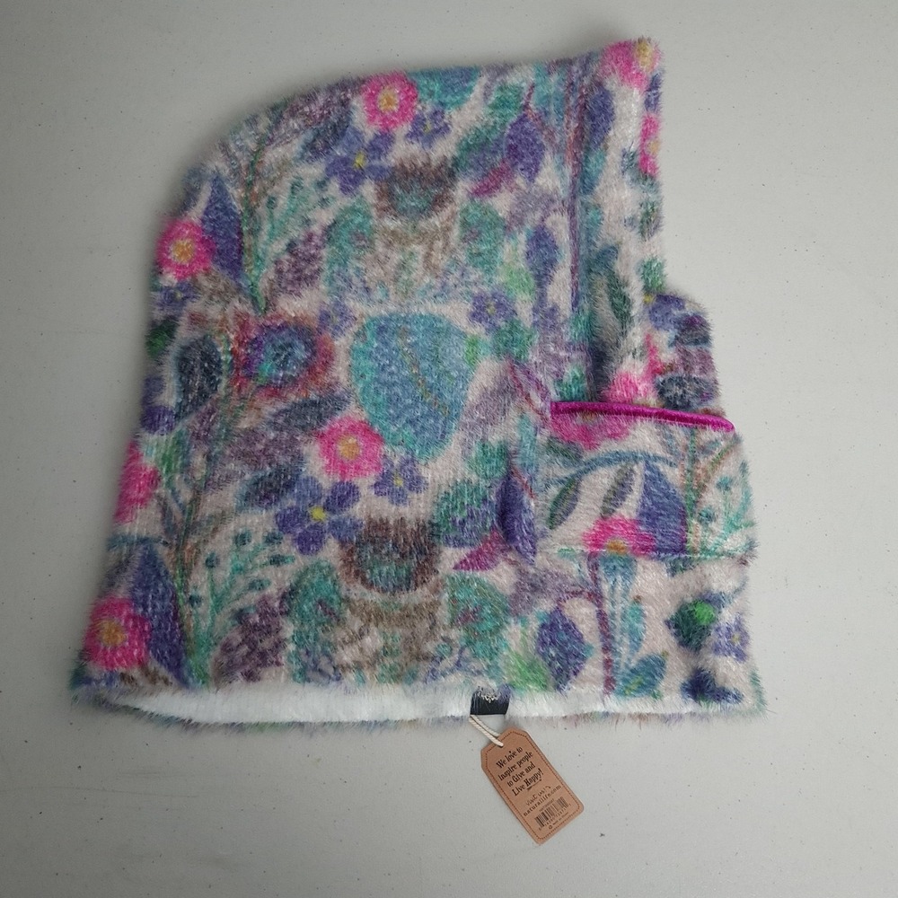 Natural Life Hat Balaclava Womens One Size Multicolor Floral Fleece Winter Hood